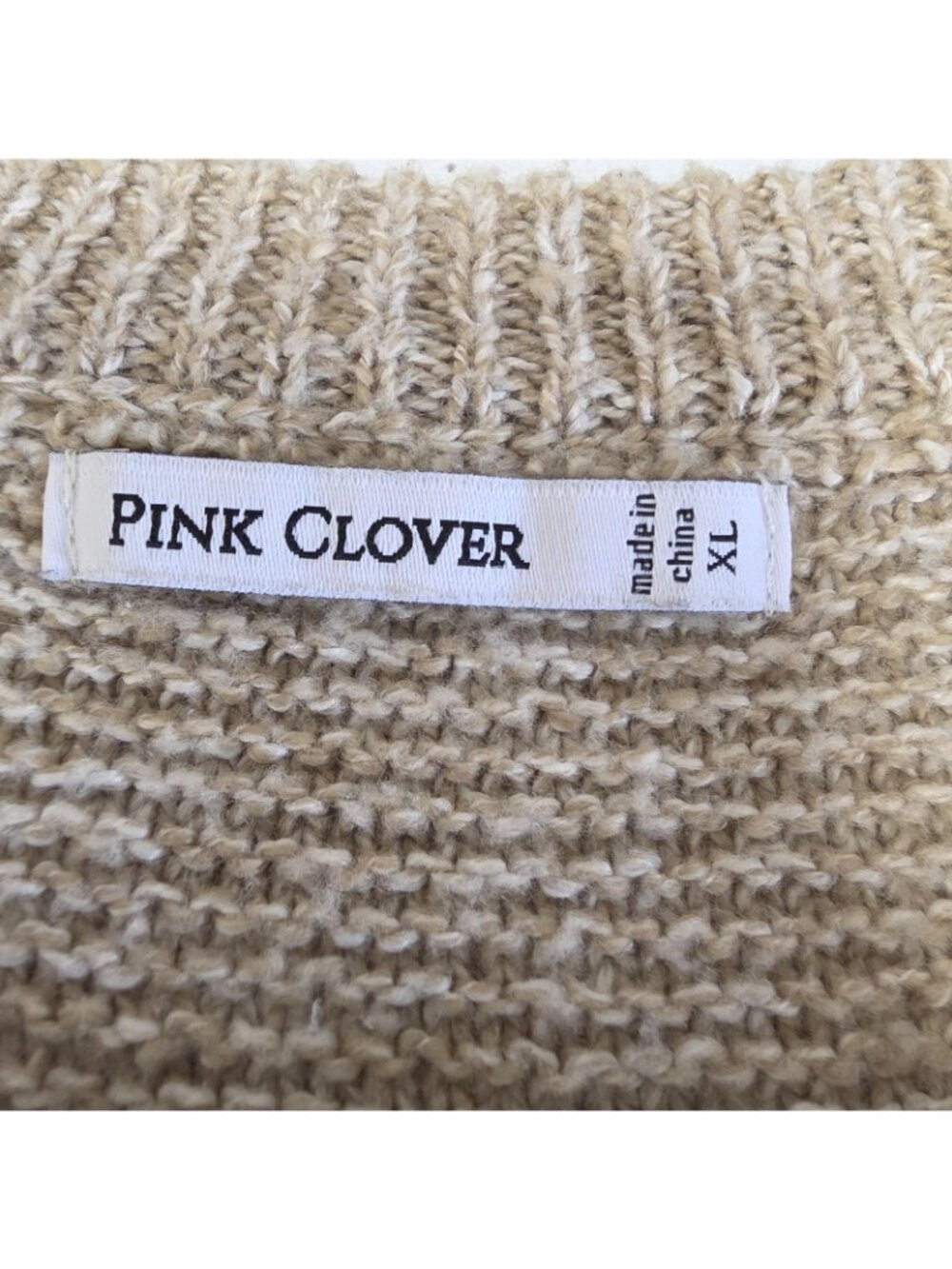 Pink Clover Sweater Womens XL Beige Crew Neck Knit Pullover Oatmeal Soft Cozy - Picture 5 of 9